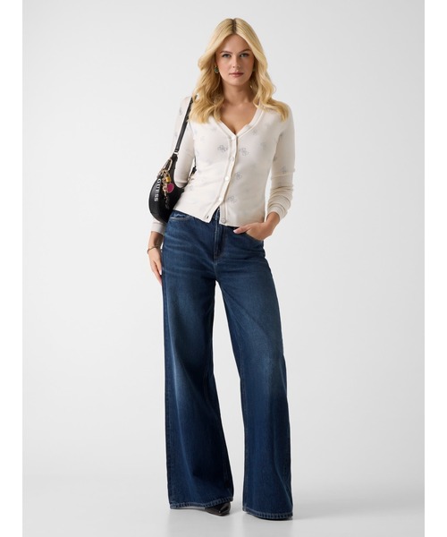 Guess（ゲス）の「Long Sleeves V-neck 4G Rhinestones Cardi Sweater カーディガン（カーディガン/ボレロ・レディース・ネイビー/クリーム・X-SMALL/SMALL/MEDIUM/LARGE）」の6枚目の写真
