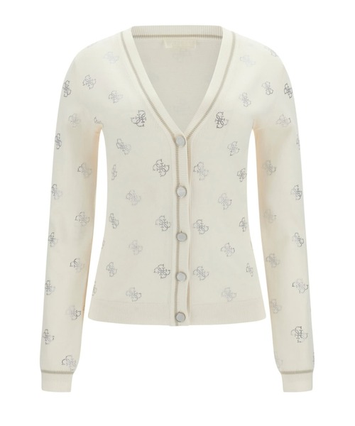 Long Sleeves V-neck 4G Rhinestones Cardi Sweater カーディガン