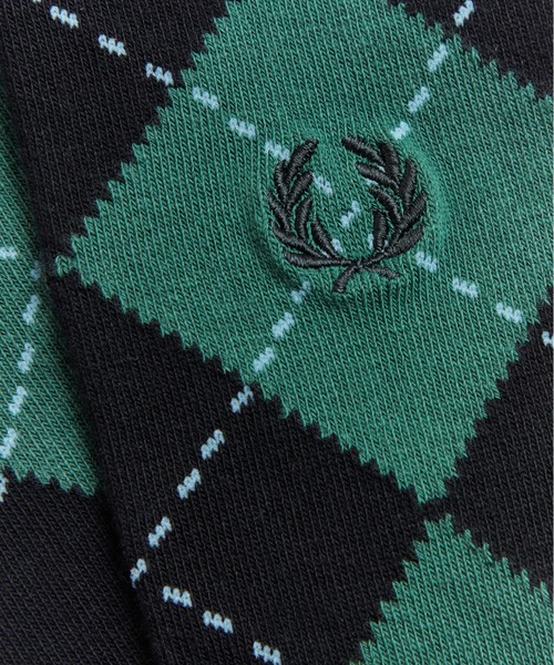 FRED PERRY(フレッドペリー)の「Argyle Jacquard Socks/アーガイルジャガードソックス(ソックス/靴下・メンズ・グリーン/ネイビー・4-6/6-8)」の5枚目の写真