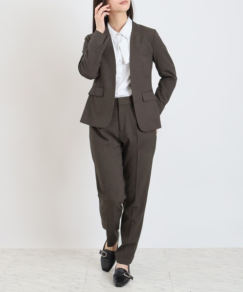 TRUDEA(トルディア)の「ナチュラルストレッチ カラーレスジャケット(ノーカラージャケット・レディース・ベージュ/ネイビー/ブラウン・SMALL/MEDIUM/LARGE/X-SMALL)」の7枚目の写真