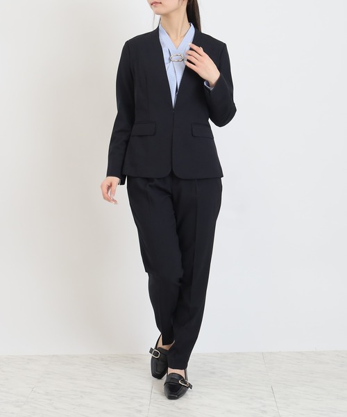 TRUDEA(トルディア)の「ナチュラルストレッチ カラーレスジャケット(ノーカラージャケット・レディース・ベージュ/ネイビー/ブラウン・SMALL/MEDIUM/LARGE/X-SMALL)」の15枚目の写真