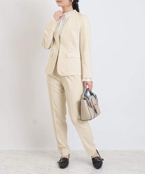 TRUDEA(トルディア)の「ナチュラルストレッチ カラーレスジャケット(ノーカラージャケット・レディース・ベージュ/ネイビー/ブラウン・SMALL/MEDIUM/LARGE/X-SMALL)」の11枚目の写真