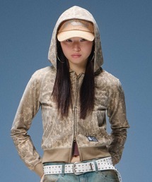 X-girl | LEOPARD COMPACT ZIP UP HOODIE(パーカー)
