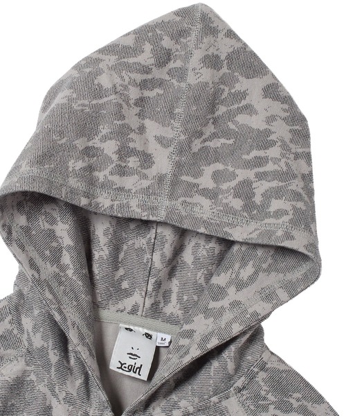 X-girl(エックスガール)の「LEOPARD COMPACT ZIP UP HOODIE(パーカー・レディース・ベージュ/グレー・S/M)」の8枚目の写真