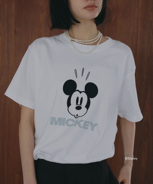 A part by(アパートバイ)の「アソートMickey_TEE(Tシャツ/カットソー・レディース・ネイビー/オフホワイト・FREE)」の1枚目の写真