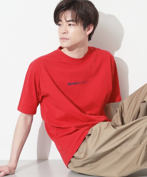 THE SHOP TK (ザ ショップ ティーケー )の「【なめらかでソフトな肌触り】ロゴ コットン半袖Tシャツ 洗濯機OK(Tシャツ/カットソー・メンズ・グリーン/ブルー系その他/オフホワイト/レッド系1・02/03/04)」の4枚目の写真
