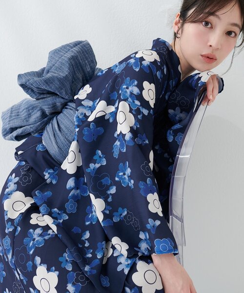 natural couture(ナチュラルクチュール)の「〈MARY QUANTコラボ〉セパレートスカート浴衣(浴衣・レディース・ネイビー/ベージュ系その他/パープル系その他・FREE)」の4枚目の写真