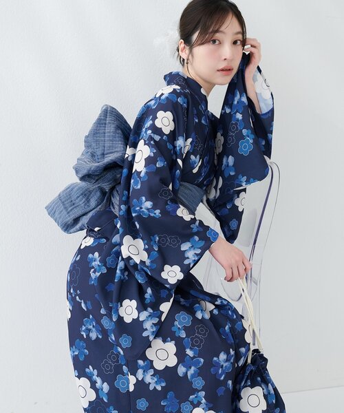 natural couture(ナチュラルクチュール)の「〈MARY QUANTコラボ〉セパレートスカート浴衣(浴衣・レディース・ネイビー/ベージュ系その他/パープル系その他・FREE)」の5枚目の写真