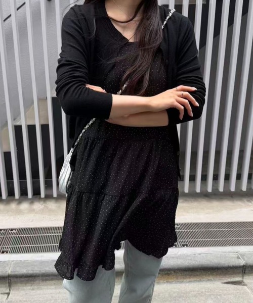 mebole(メボレ)の「ドットフリルキャミワンピース(ワンピース・レディース・ブラック/ホワイト・FREE)」の11枚目の写真