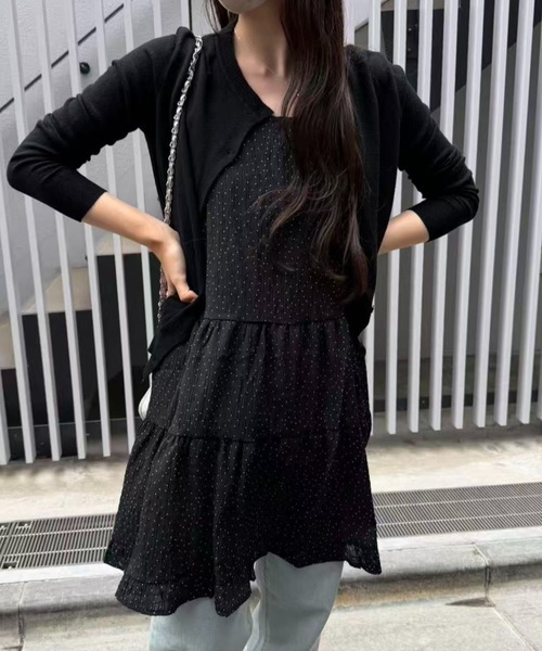mebole(メボレ)の「ドットフリルキャミワンピース(ワンピース・レディース・ブラック/ホワイト・FREE)」の10枚目の写真