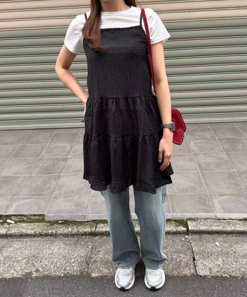 mebole(メボレ)の「ドットフリルキャミワンピース(ワンピース・レディース・ブラック/ホワイト・FREE)」の20枚目の写真