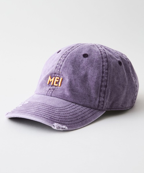 MEI（メイ）の「【MEI/メイ】ピグメントローキャップ ウォッシュ加工 ダメージ加工（キャップ・メンズ・ライトパープル/ホワイト/ベージュ/ブルー/ブラック・FREE）」の5枚目の写真