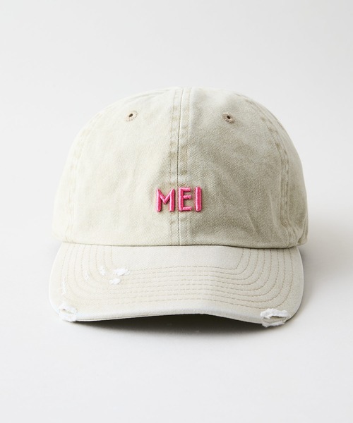 MEI（メイ）の「【MEI/メイ】ピグメントローキャップ ウォッシュ加工 ダメージ加工（キャップ・メンズ・ライトパープル/ホワイト/ベージュ/ブルー/ブラック・FREE）」の7枚目の写真