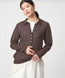 【WEB限定】<at ease>シアー サッカーライク エリツキ プルオーバー カットソー