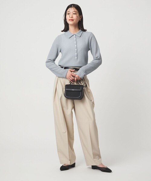 green label relaxing（グリーンレーベルリラクシング）の「【WEB限定】＜at ease＞シアー サッカーライク エリツキ プルオーバー カットソー（Tシャツ/カットソー・レディース・オフホワイト/ライトブルー/ダークブラウン・FREE）」の7枚目の写真