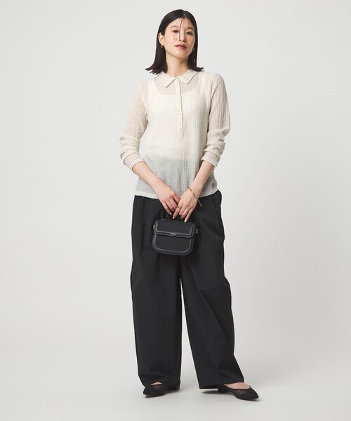 green label relaxing（グリーンレーベルリラクシング）の「【WEB限定】＜at ease＞シアー サッカーライク エリツキ プルオーバー カットソー（Tシャツ/カットソー・レディース・オフホワイト/ライトブルー/ダークブラウン・FREE）」の15枚目の写真