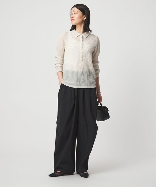 green label relaxing（グリーンレーベルリラクシング）の「【WEB限定】＜at ease＞シアー サッカーライク エリツキ プルオーバー カットソー（Tシャツ/カットソー・レディース・オフホワイト/ライトブルー/ダークブラウン・FREE）」の16枚目の写真