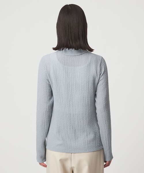 green label relaxing（グリーンレーベルリラクシング）の「【WEB限定】＜at ease＞シアー サッカーライク エリツキ プルオーバー カットソー（Tシャツ/カットソー・レディース・オフホワイト/ライトブルー/ダークブラウン・FREE）」の19枚目の写真