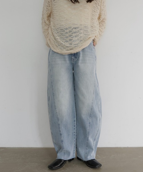 hellam（へラム）の「切り替えカーブデザインデニム（デニムパンツ・レディース・ライトブルー/グレー/ブルー・SMALL/MEDIUM）」の21枚目の写真