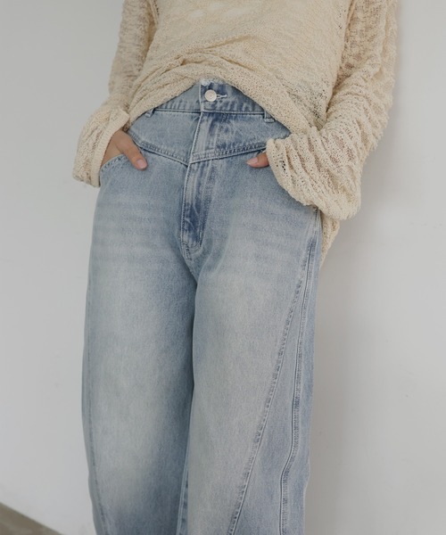 hellam（へラム）の「切り替えカーブデザインデニム（デニムパンツ・レディース・ライトブルー/グレー/ブルー・SMALL/MEDIUM）」の22枚目の写真