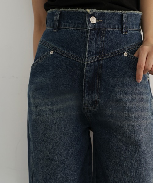 hellam（へラム）の「切り替えカーブデザインデニム（デニムパンツ・レディース・ライトブルー/グレー/ブルー・SMALL/MEDIUM）」の10枚目の写真