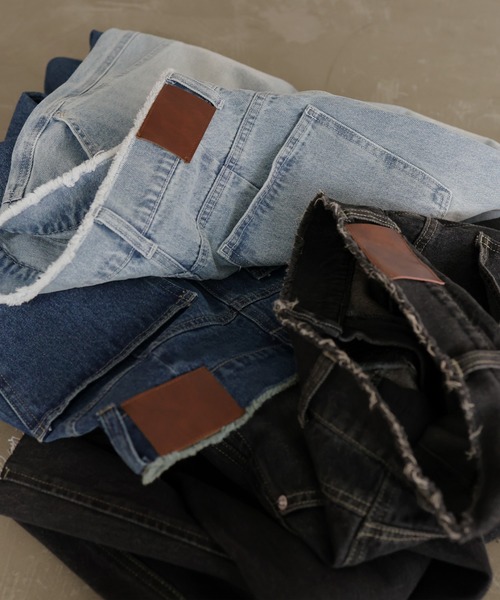 hellam（へラム）の「切り替えカーブデザインデニム（デニムパンツ・レディース・ライトブルー/グレー/ブルー・SMALL/MEDIUM）」の8枚目の写真