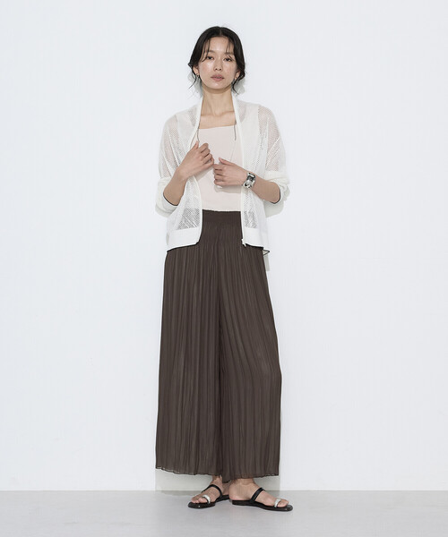 K.T KIYOKO TAKASE(キヨコタカセ)の「リネンメッシュ ジップアップカーディガン(カーディガン/ボレロ・レディース・キナリ/ネイビー/オフホワイト・FREE)」の4枚目の写真