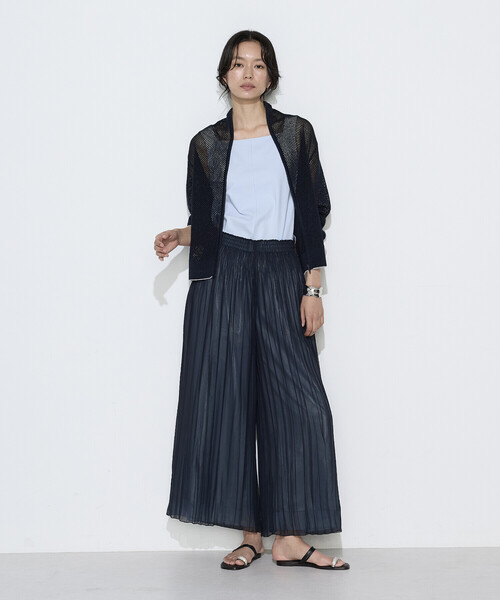 K.T KIYOKO TAKASE(キヨコタカセ)の「リネンメッシュ ジップアップカーディガン(カーディガン/ボレロ・レディース・キナリ/ネイビー/オフホワイト・FREE)」の15枚目の写真