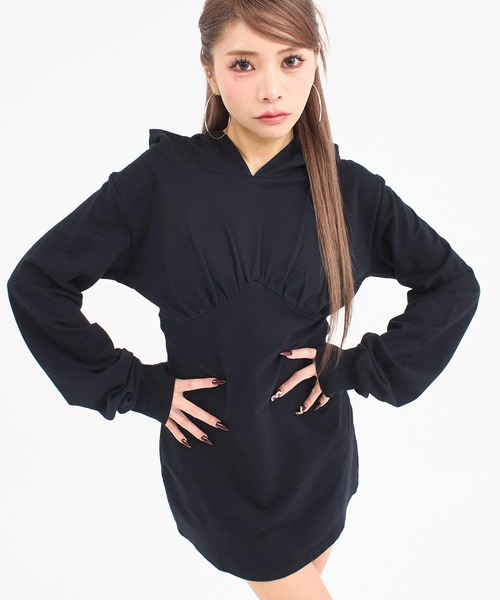 ANAP(アナップ)の「パーカー ミニワンピ(ワンピース・レディース・ホワイト/ブラック/グレー・F)」の9枚目の写真