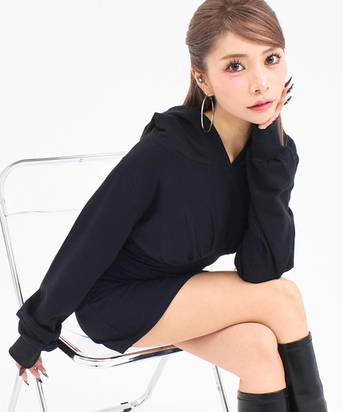 ANAP(アナップ)の「パーカー ミニワンピ(ワンピース・レディース・ホワイト/ブラック/グレー・F)」の10枚目の写真