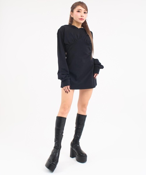 ANAP(アナップ)の「パーカー ミニワンピ(ワンピース・レディース・ホワイト/ブラック/グレー・F)」の12枚目の写真