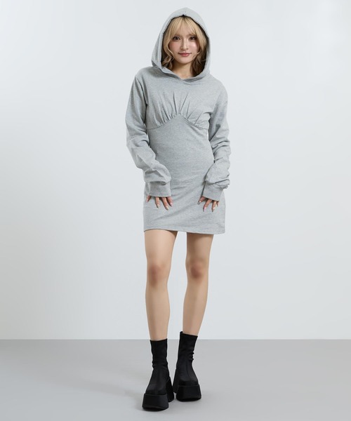 ANAP(アナップ)の「パーカー ミニワンピ(ワンピース・レディース・ホワイト/ブラック/グレー・F)」の19枚目の写真