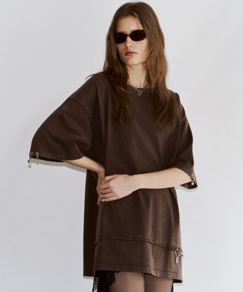 JOSE MOON（ジョゼムーン）の「PIGMENT OVER T/ピグメントオーバーT（Tシャツ/カットソー・レディース・チャコールグレー/サックスブルー/ブラウン/ホワイト・FREE）」の3枚目の写真