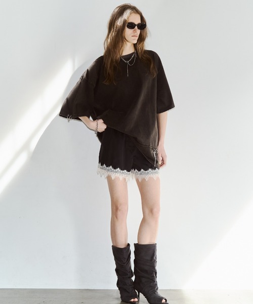 JOSE MOON（ジョゼムーン）の「PIGMENT OVER T/ピグメントオーバーT（Tシャツ/カットソー・レディース・チャコールグレー/サックスブルー/ブラウン/ホワイト・FREE）」の16枚目の写真