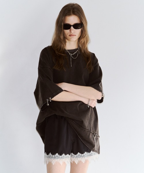 JOSE MOON（ジョゼムーン）の「PIGMENT OVER T/ピグメントオーバーT（Tシャツ/カットソー・レディース・チャコールグレー/サックスブルー/ブラウン/ホワイト・FREE）」の14枚目の写真