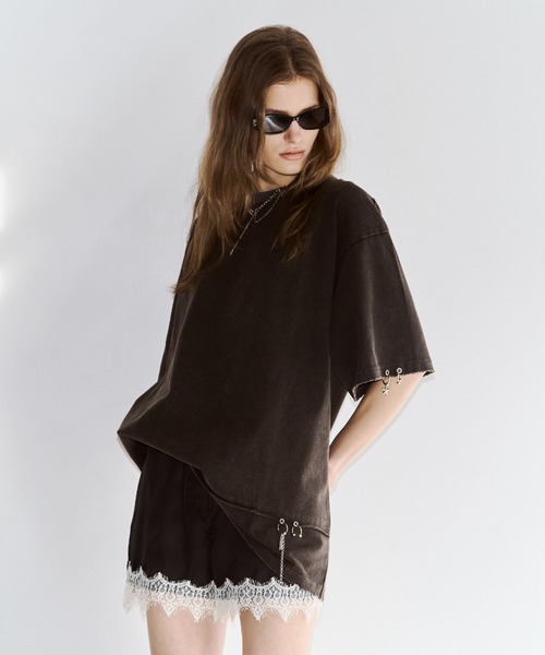 JOSE MOON（ジョゼムーン）の「PIGMENT OVER T/ピグメントオーバーT（Tシャツ/カットソー・レディース・チャコールグレー/サックスブルー/ブラウン/ホワイト・FREE）」の13枚目の写真