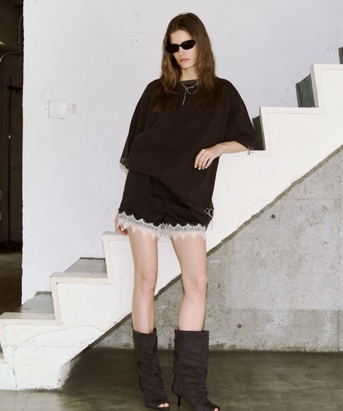 JOSE MOON（ジョゼムーン）の「PIGMENT OVER T/ピグメントオーバーT（Tシャツ/カットソー・レディース・チャコールグレー/サックスブルー/ブラウン/ホワイト・FREE）」の5枚目の写真