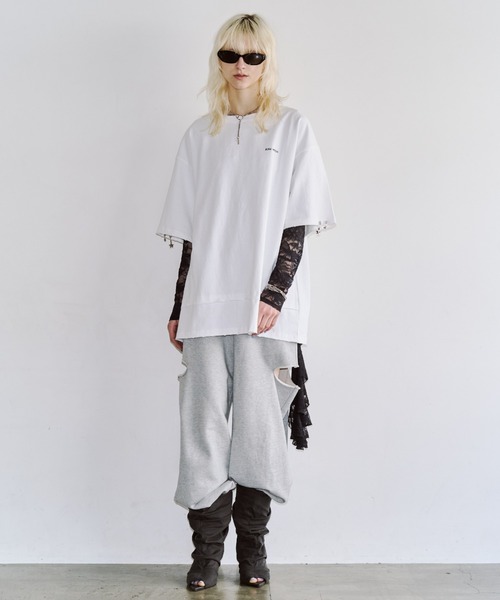 JOSE MOON（ジョゼムーン）の「PIGMENT OVER T/ピグメントオーバーT（Tシャツ/カットソー・レディース・チャコールグレー/サックスブルー/ブラウン/ホワイト・FREE）」の10枚目の写真