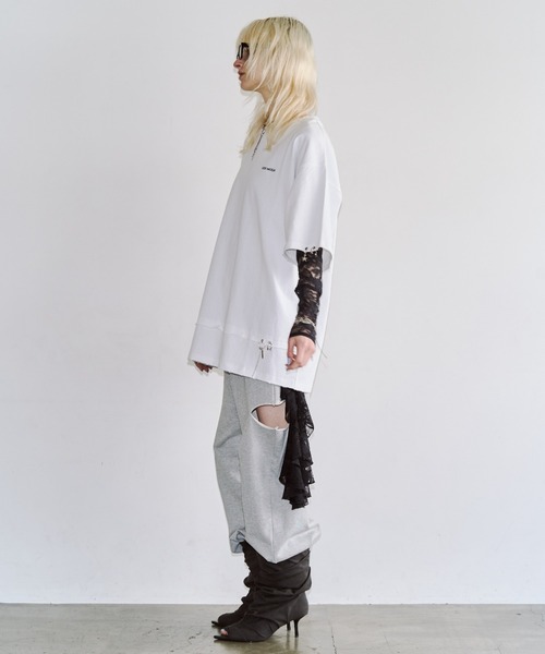 JOSE MOON（ジョゼムーン）の「PIGMENT OVER T/ピグメントオーバーT（Tシャツ/カットソー・レディース・チャコールグレー/サックスブルー/ブラウン/ホワイト・FREE）」の11枚目の写真