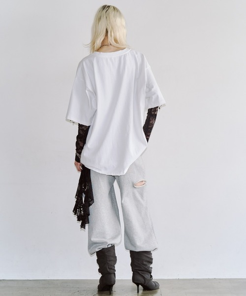 JOSE MOON（ジョゼムーン）の「PIGMENT OVER T/ピグメントオーバーT（Tシャツ/カットソー・レディース・チャコールグレー/サックスブルー/ブラウン/ホワイト・FREE）」の12枚目の写真