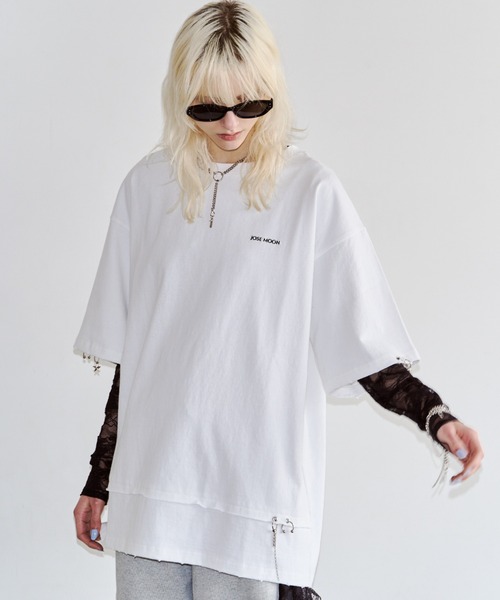 JOSE MOON（ジョゼムーン）の「PIGMENT OVER T/ピグメントオーバーT（Tシャツ/カットソー・レディース・チャコールグレー/サックスブルー/ブラウン/ホワイト・FREE）」の8枚目の写真