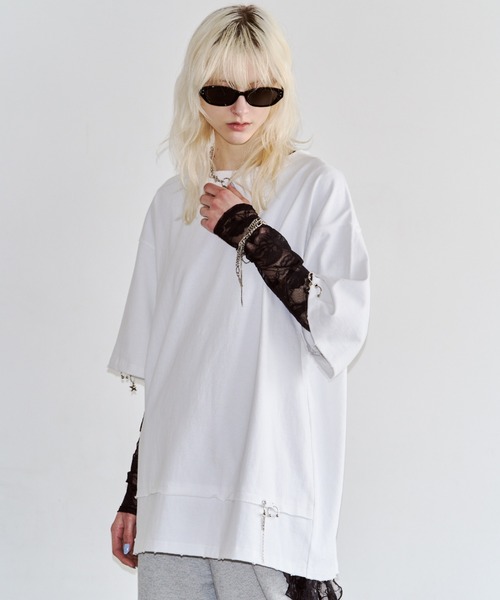 JOSE MOON（ジョゼムーン）の「PIGMENT OVER T/ピグメントオーバーT（Tシャツ/カットソー・レディース・チャコールグレー/サックスブルー/ブラウン/ホワイト・FREE）」の7枚目の写真