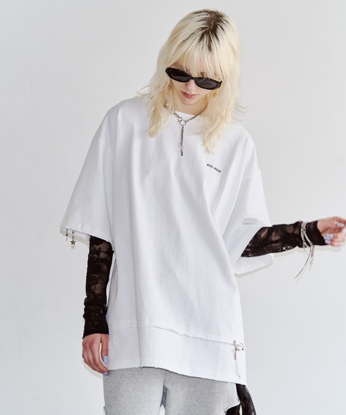 JOSE MOON（ジョゼムーン）の「PIGMENT OVER T/ピグメントオーバーT（Tシャツ/カットソー・レディース・チャコールグレー/サックスブルー/ブラウン/ホワイト・FREE）」の9枚目の写真