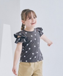 GITA（ジータ）の「薄くて涼しい肩開き配色メロウフリルＴシャツ（Tシャツ/カットソー）」
