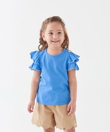 GITA（ジータ）の「薄くて涼しい肩開き配色メロウフリルＴシャツ（Tシャツ/カットソー）」