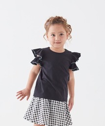 GITA（ジータ）の「薄くて涼しい肩開き配色メロウフリルＴシャツ（Tシャツ/カットソー）」