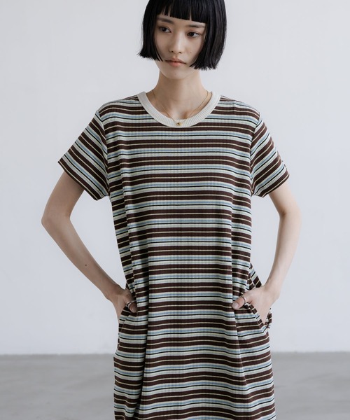 LOWRYS FARM(ローリーズファーム)の「マルチボーダーワンピSS 672034(ワンピース・レディース・ホワイト系その他/ブラウン系その他/オレンジ系その他・FREE)」の10枚目の写真