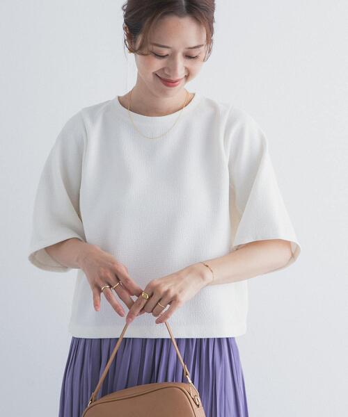 URBAN RESEARCH DOORS（アーバンリサーチドアーズ）の「袖ボリュームクロップドプルオーバー（Tシャツ/カットソー・レディース・ネイビー/オフホワイト/ベージュ系その他・FREE）」の2枚目の写真