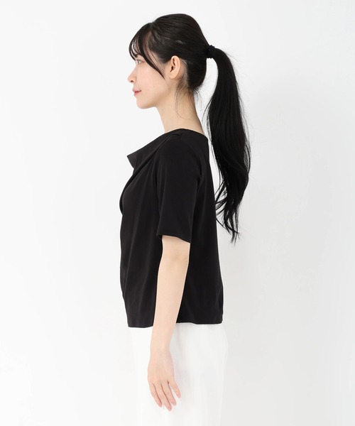 STRAWBERRY-FIELDS（ストロベリーフィールズ）の「エイミーベアフライス_前後2WAYドレープネックカットソー（Tシャツ/カットソー・レディース・ブラック/グレイッシュブルー/オフホワイト/ブラウン・2）」の12枚目の写真