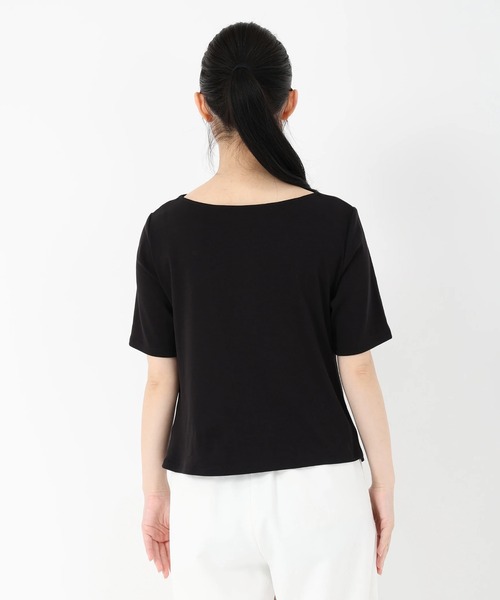 STRAWBERRY-FIELDS（ストロベリーフィールズ）の「エイミーベアフライス_前後2WAYドレープネックカットソー（Tシャツ/カットソー・レディース・ブラック/グレイッシュブルー/オフホワイト/ブラウン・2）」の13枚目の写真